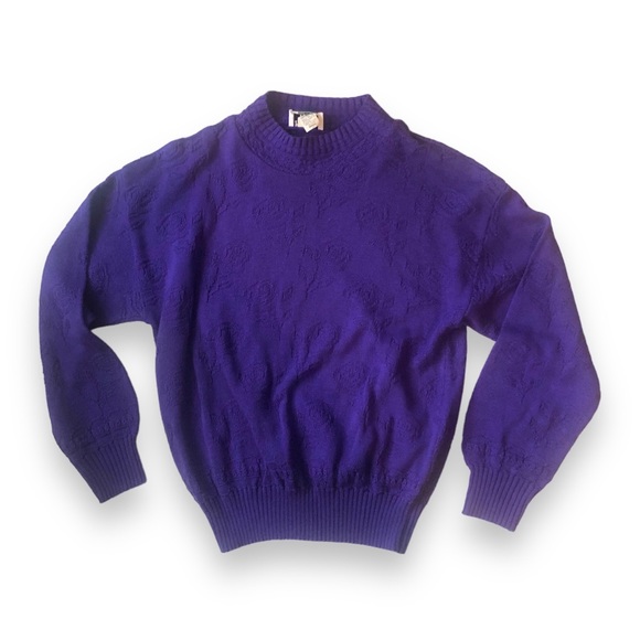 Vintage Purple Floral Textured Sweater By Kenneth too! Small - Picture 1 of 7